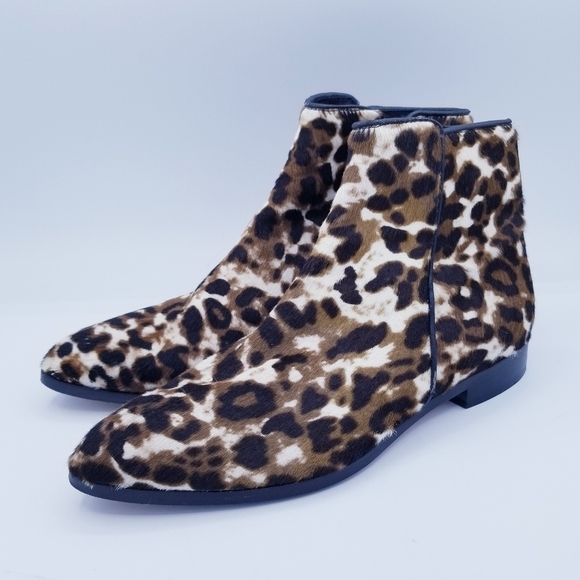 J. Crew Calf Hair and Leather Leopard Print Booties, size 6.5 - Picture 1 of 16